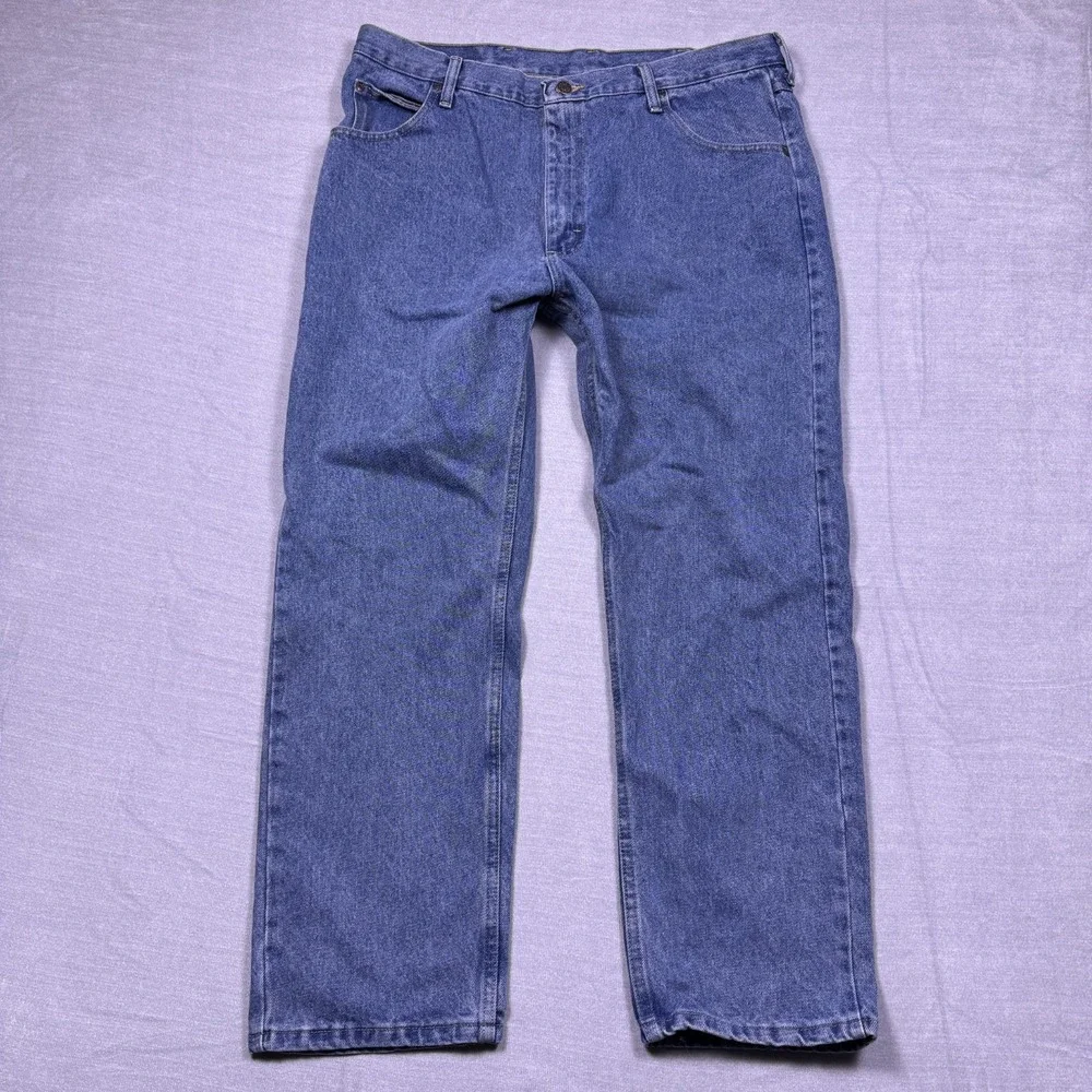Wrangler Mens Blue Denim Regular Rodeo Stretch Straight Leg‎ Jeans Size 38x29